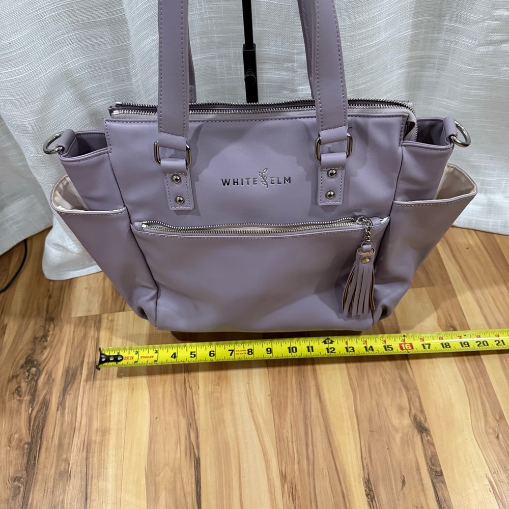 White Elm Gemini Mini Convertible Lavender Color Tote Diaper Bag Laptop Bag READ - Picture 10 of 14